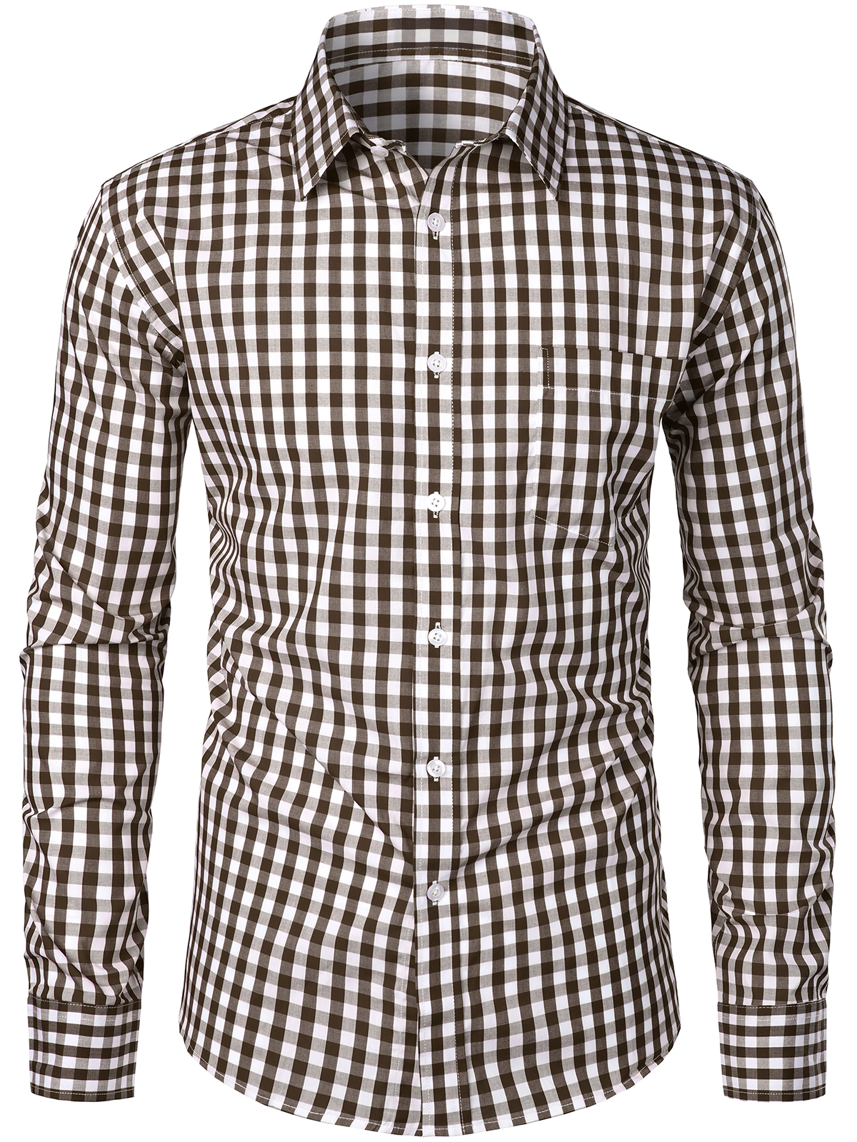 Camisa de algodón de manga larga a cuadros para hombre