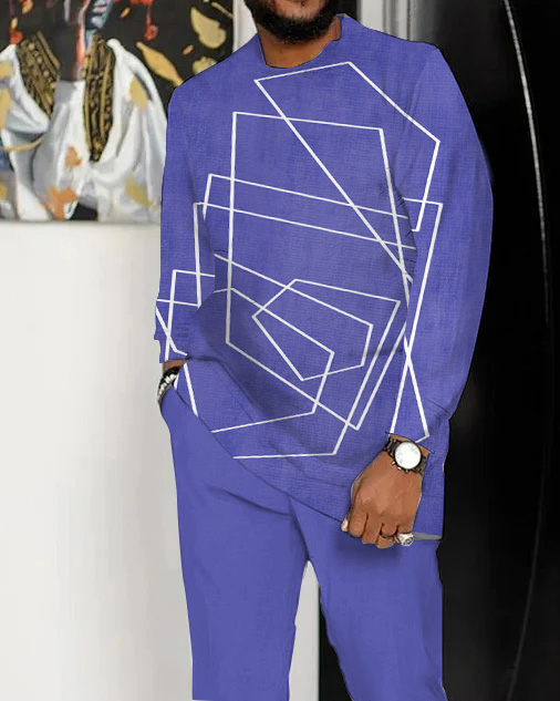 Retro Abstract Art Pattern Walking Suit de manga larga Suit para hombre