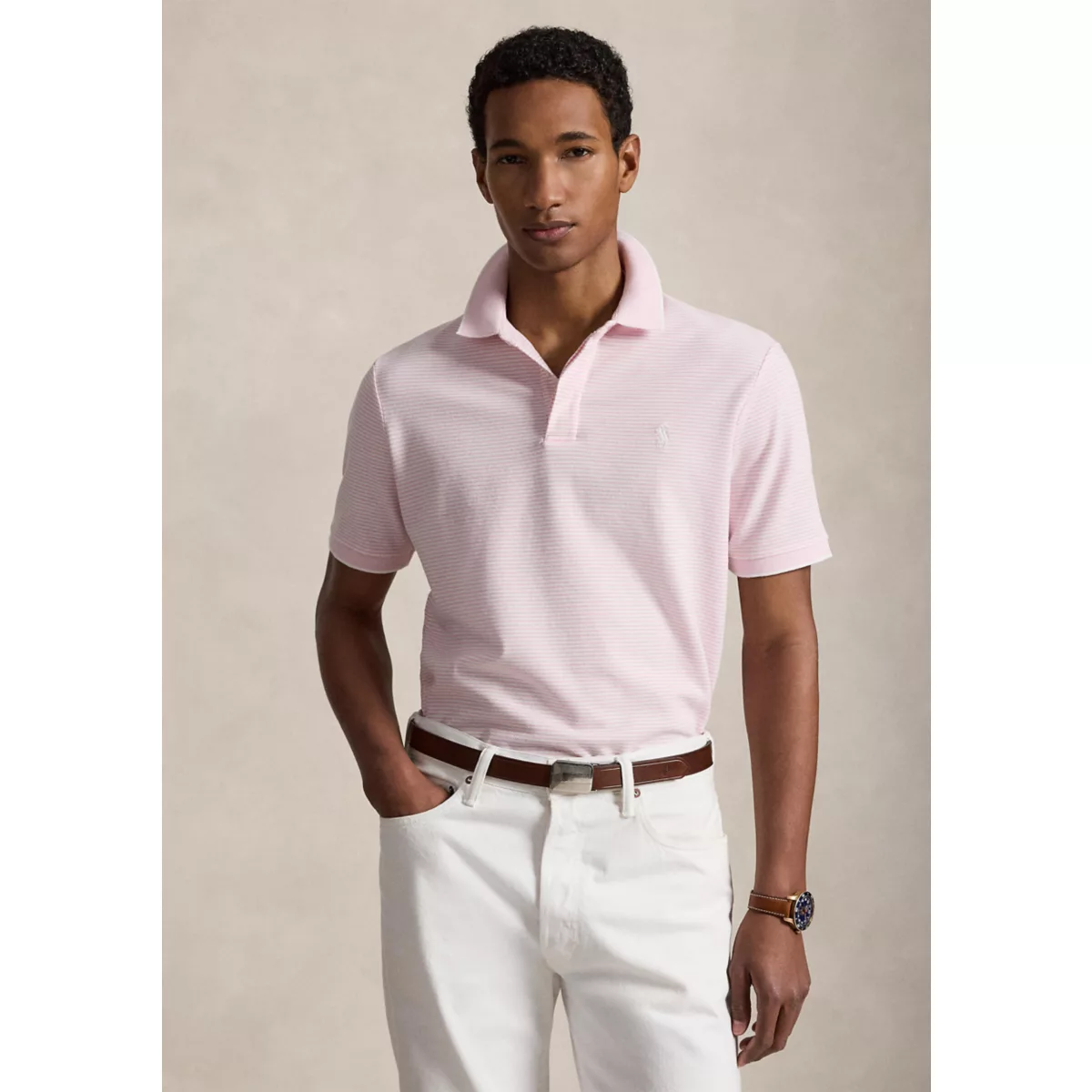 Classic Fit Stretch Oxford Mesh Polo Shirt - 6