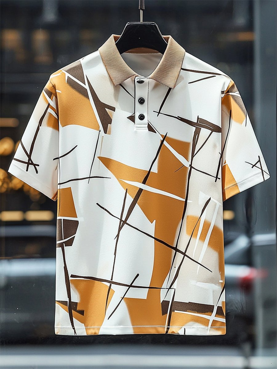 Camisa polo ejecutivo casual Cross estampado Button de manga corta para hombre
