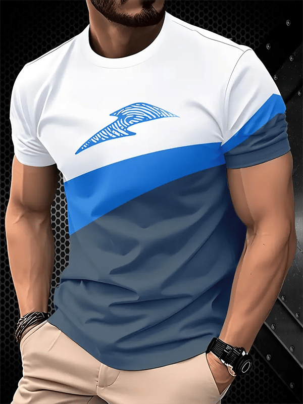 Camiseta ejecutivo rayas Logo estampado de manga corta para hombre