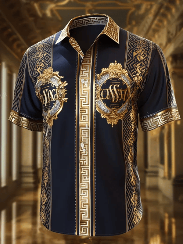 Camisa ejecutivo Luxe estampado de manga corta para hombre