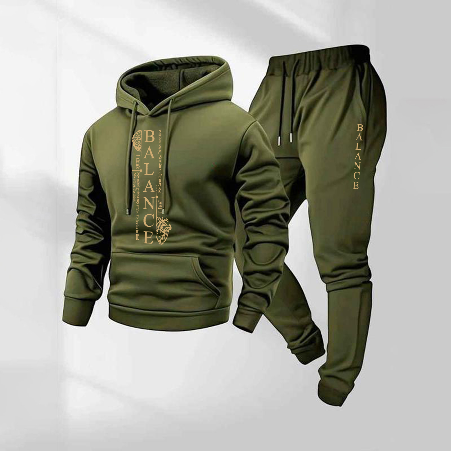 Sudadera con capucha Balance Letter Pattern estampado and Drawstring Sweatpantalón Set, Menswear, casual Athletic de manga larga Hooded chaqueta & Trousers for Fall & Winter, Clothing for para uso diario Wear, Sportswear Indoor para exterior, Tracksuit, Athleisure para hombre