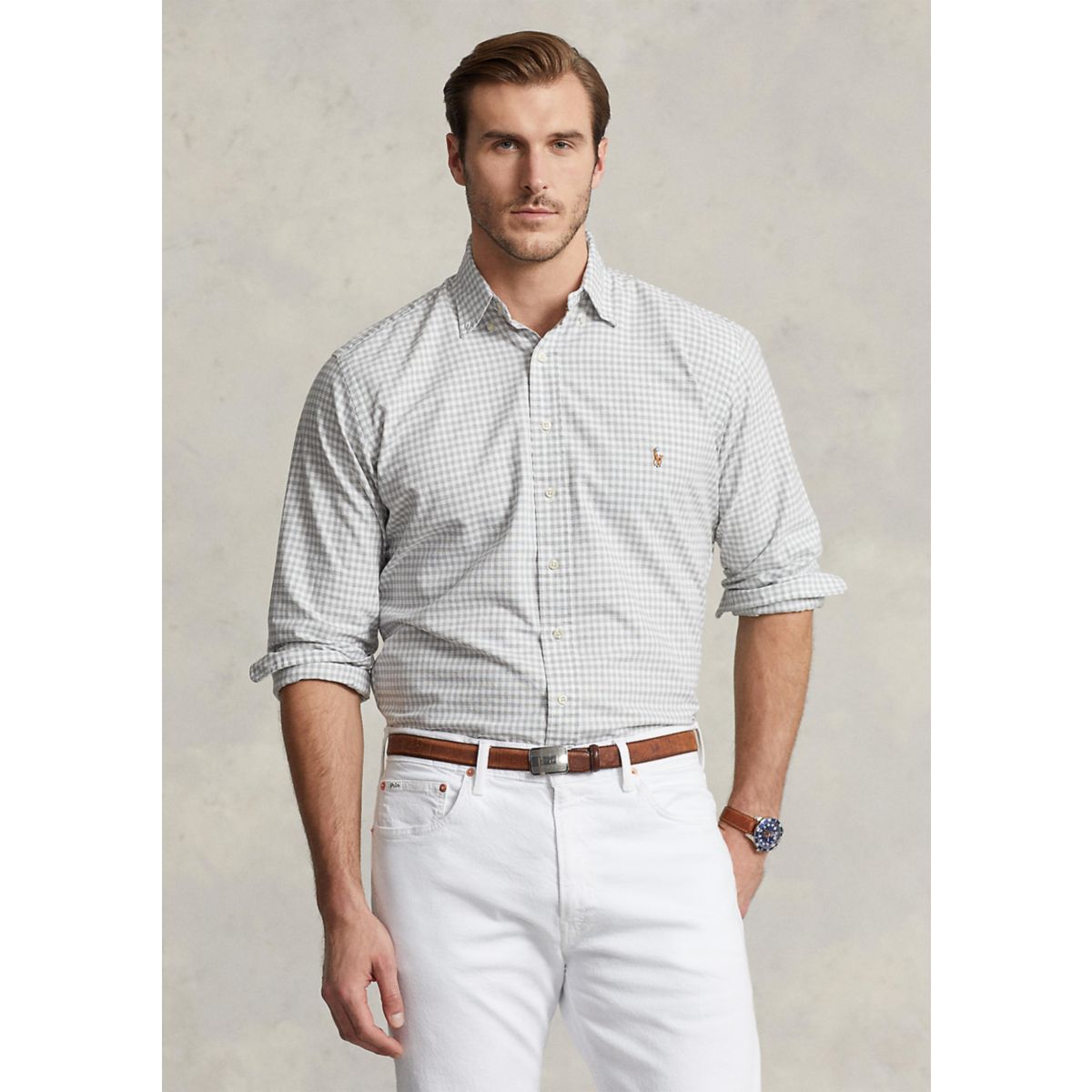 Big & Tall Plaid Oxford Shirt - 1