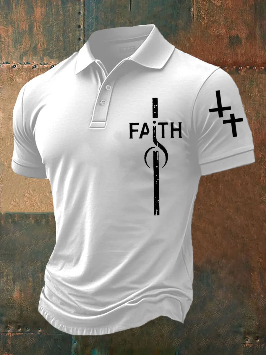Camisa polo Faith Cross estampado para hombre