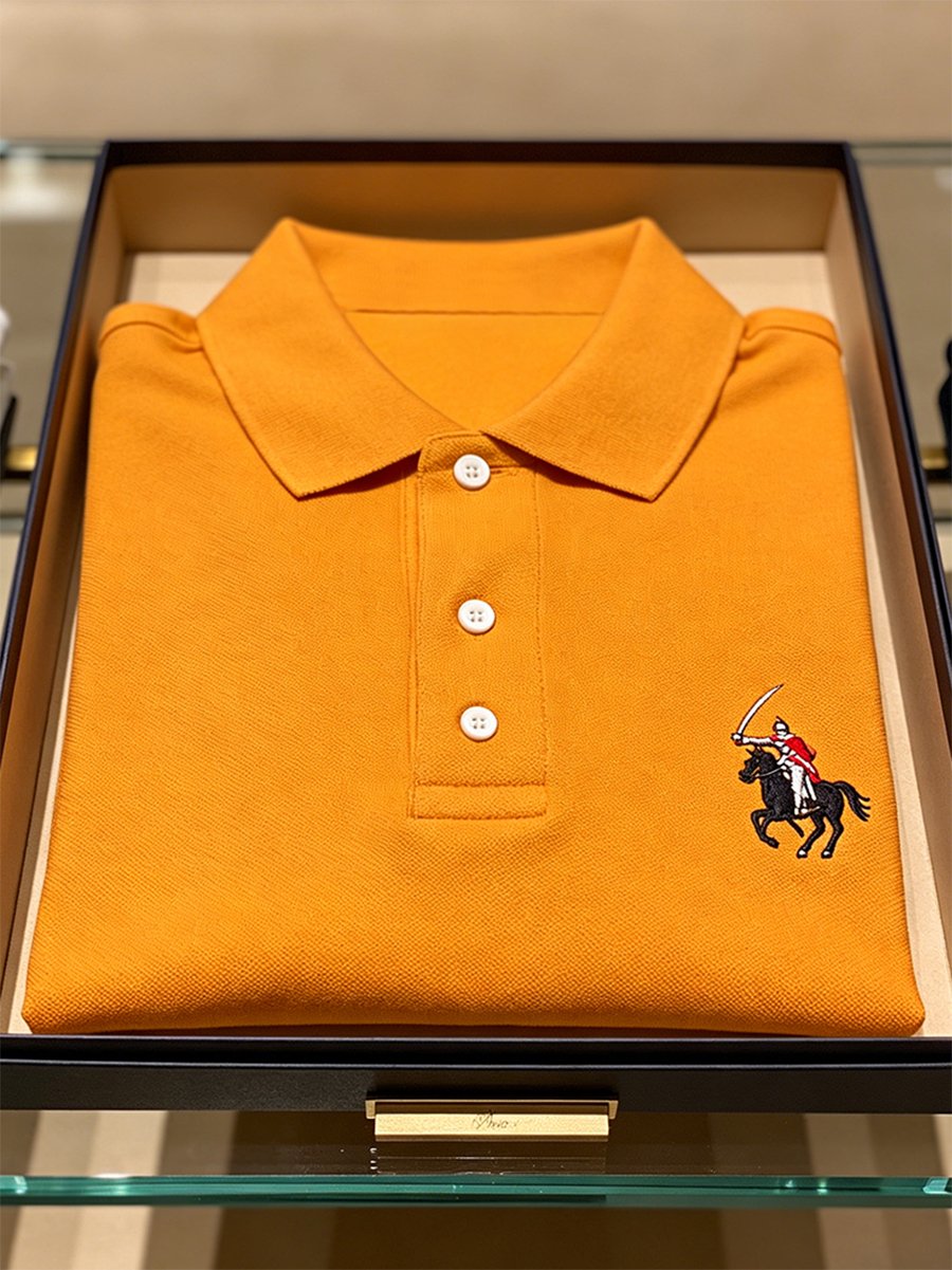 Camisa polo ejecutivo Horse Racing de manga corta para hombre