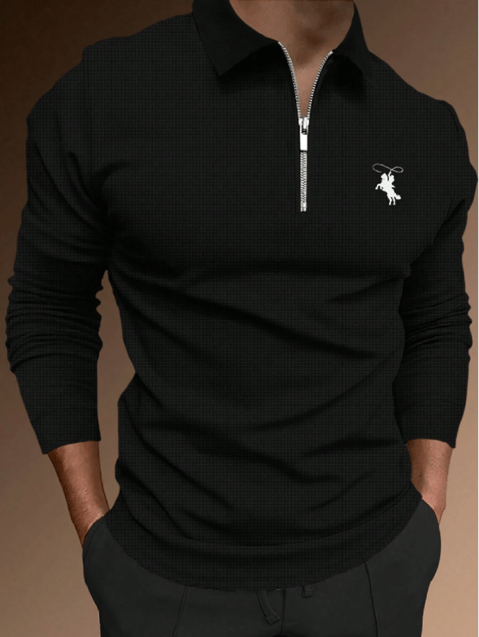 Camisa ejecutivo casual a rayas con cierre para hombre