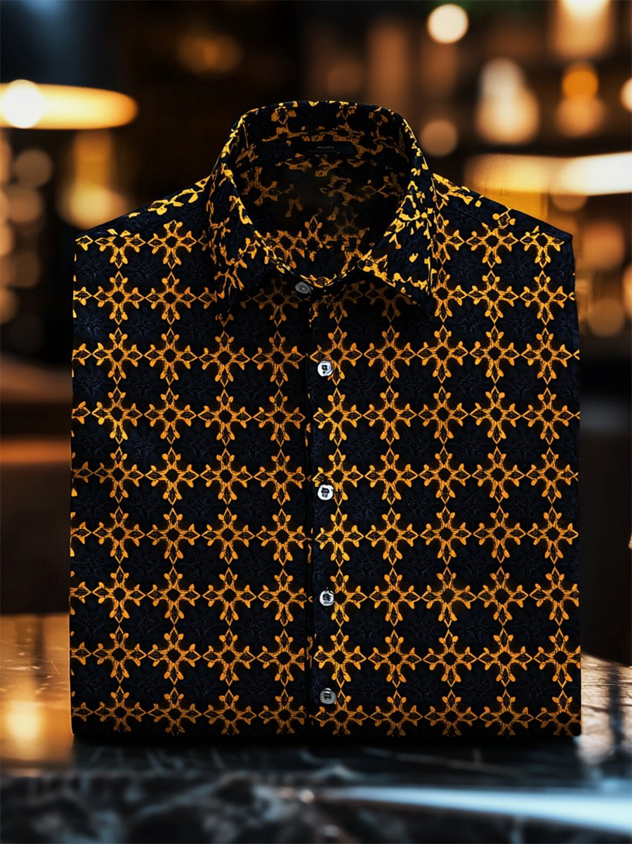 Camisa retro casual Faith ejecutivo de manga larga para hombre