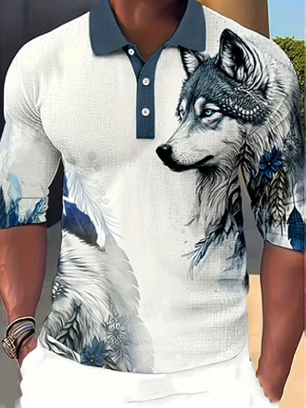 Camisa polo casual Animal estampado para hombre