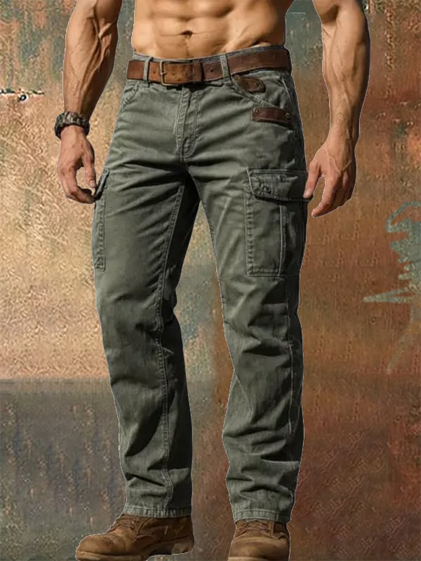 Retro Western para exterior Sports Multi-bolsillo Overalls para hombre