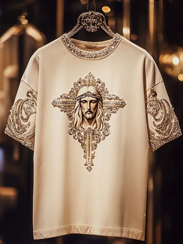 Camiseta ejecutivo Saint de lujo estampado de algodón de manga corta para hombre