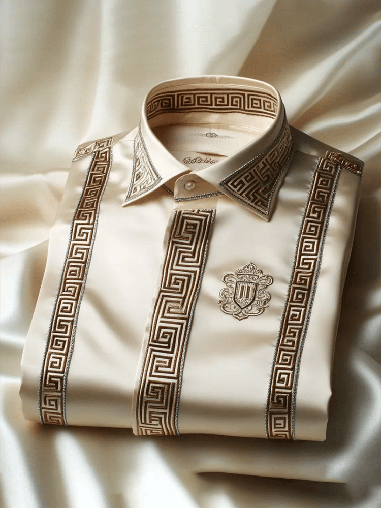 Camisa satén Luxe de manga larga con botones para hombre