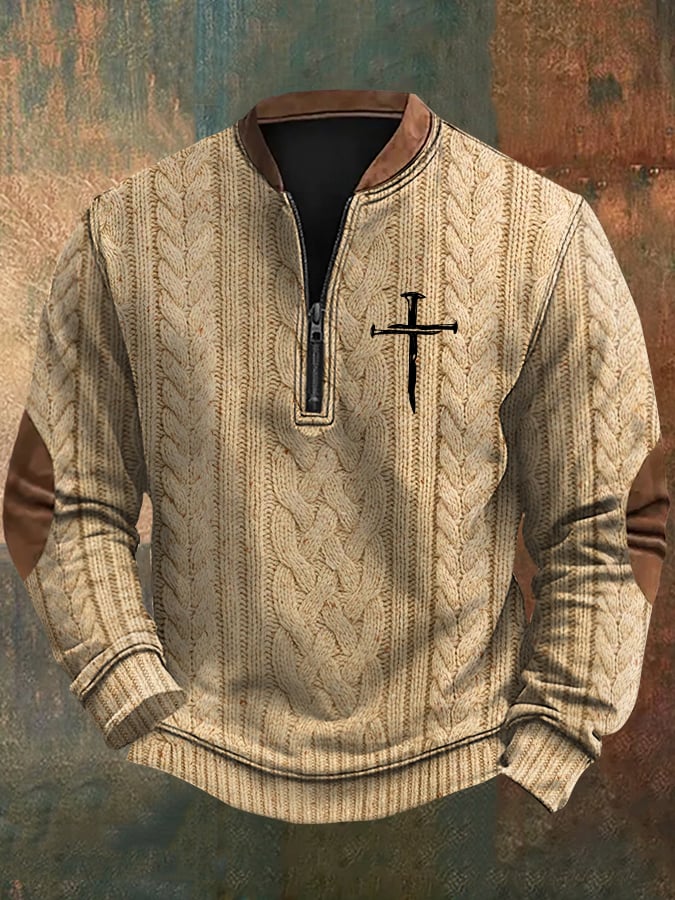 Sudadera Faith Cross estampado cierre Neck tejido para hombre