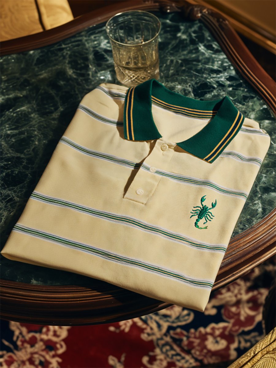 Camisa polo ejecutivo Stroped de manga corta para hombre