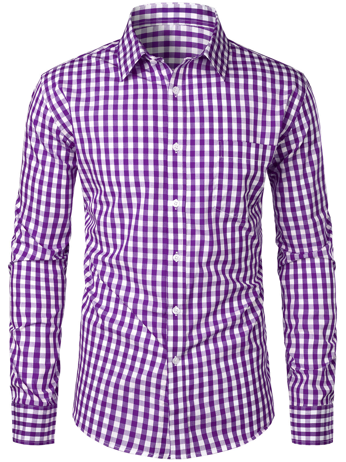 Camisa de algodón de manga larga a cuadros casual para hombre