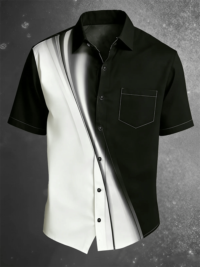 Vintage Abstract Art estampado de manga corta Pockecamiseta para hombre