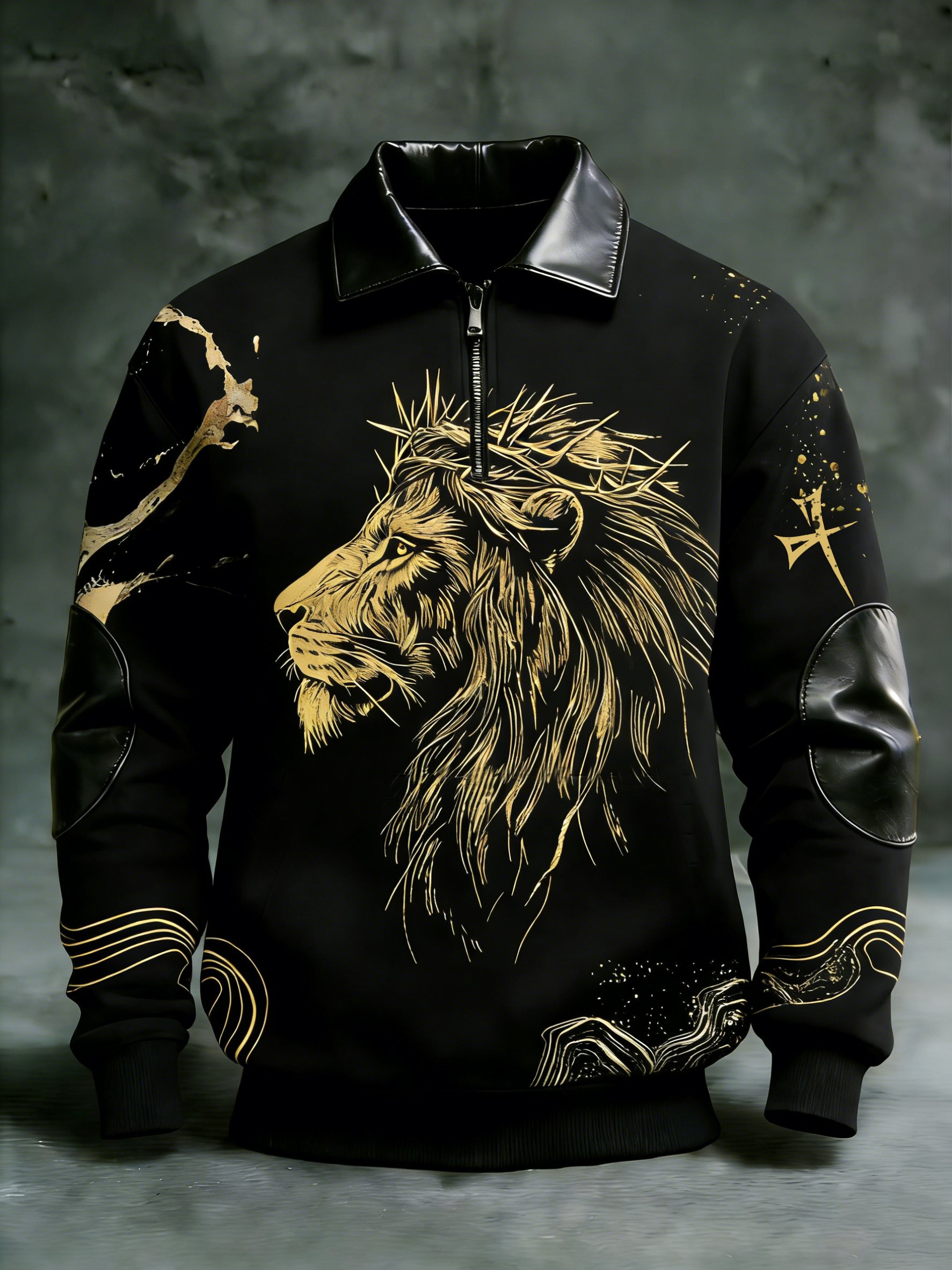 Winter Faith estampado Stand-Collar Top-Fast Shipping para hombre