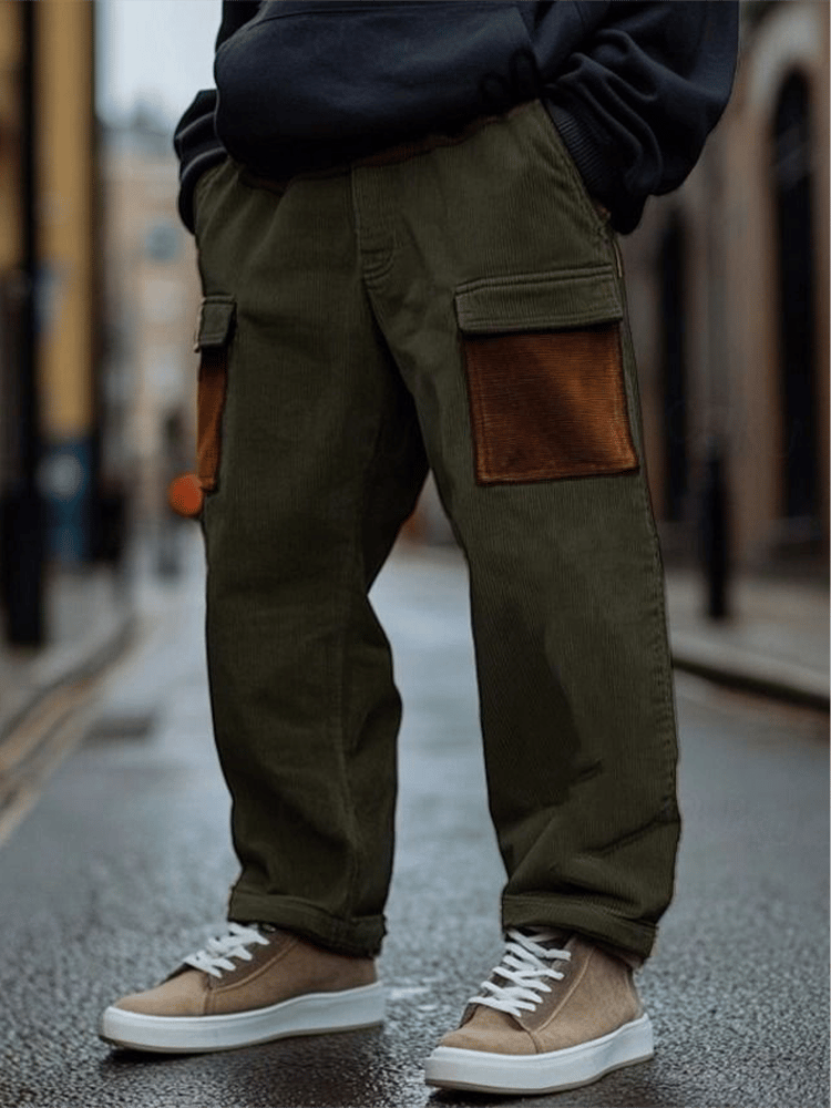 Retro casual Multi-bolsillo Trousers para hombre