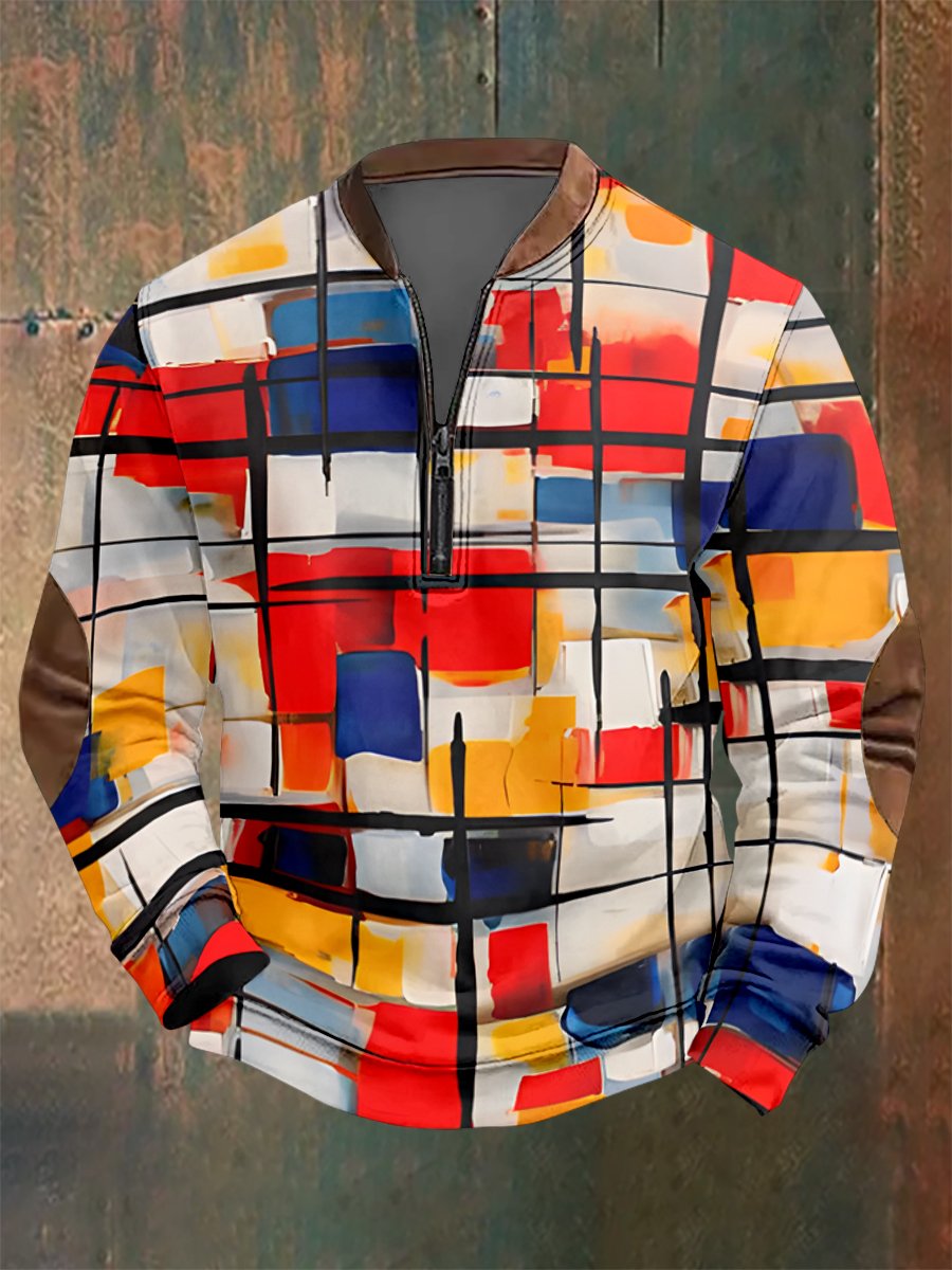 Sudadera vintage geométrico Style estampado para hombre