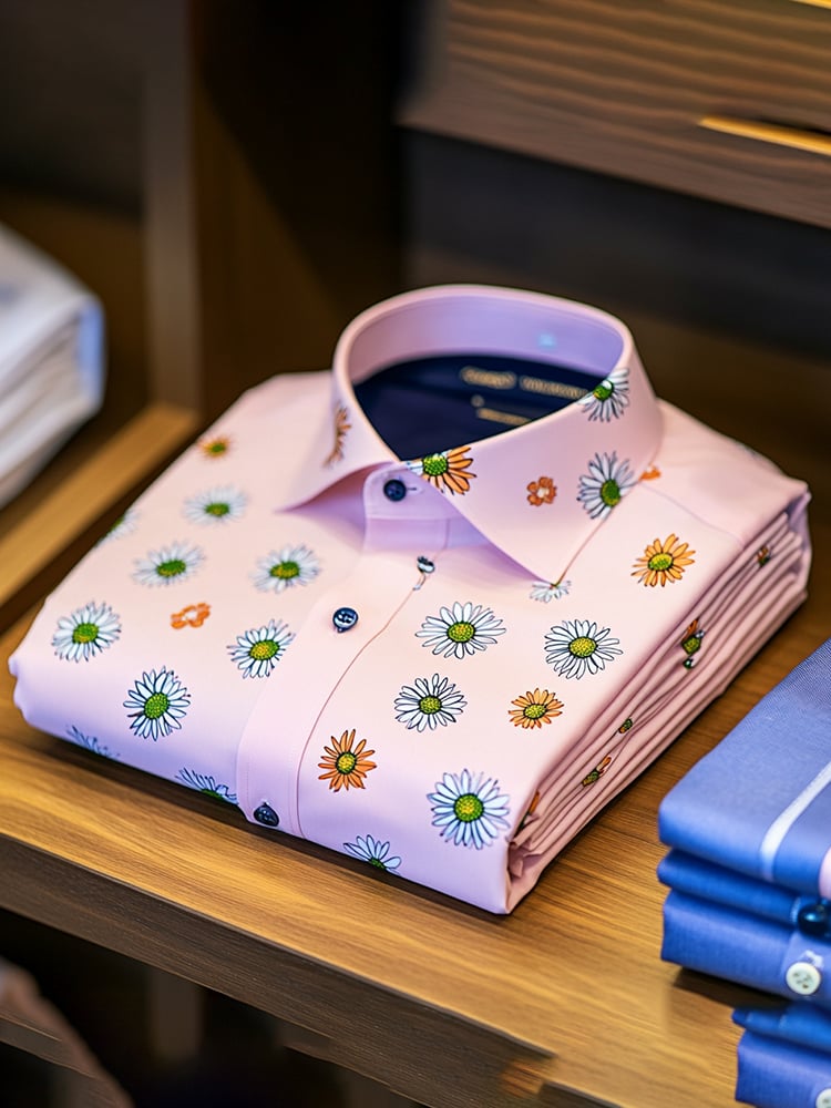 Camisa casual estampado de manga larga para hombre