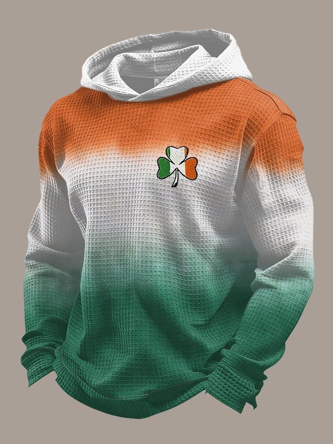 Sudadera St Patrick's Day estampado casual con gorrasucha para hombre