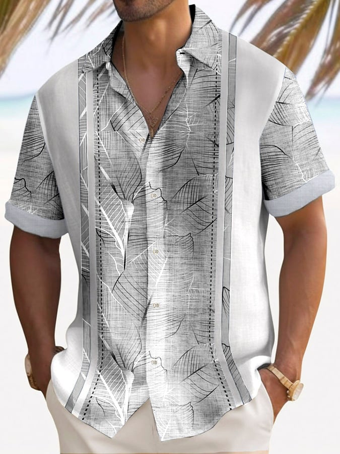 Camisa Trendy Vacation estampado de manga corta para hombre