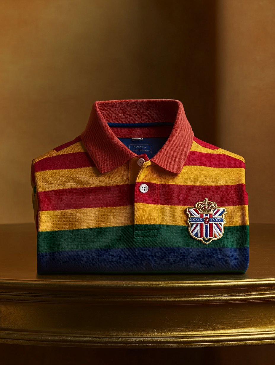 Camisa polo ejecutivo casual Button a rayas Old Money Emblem de manga corta para hombre
