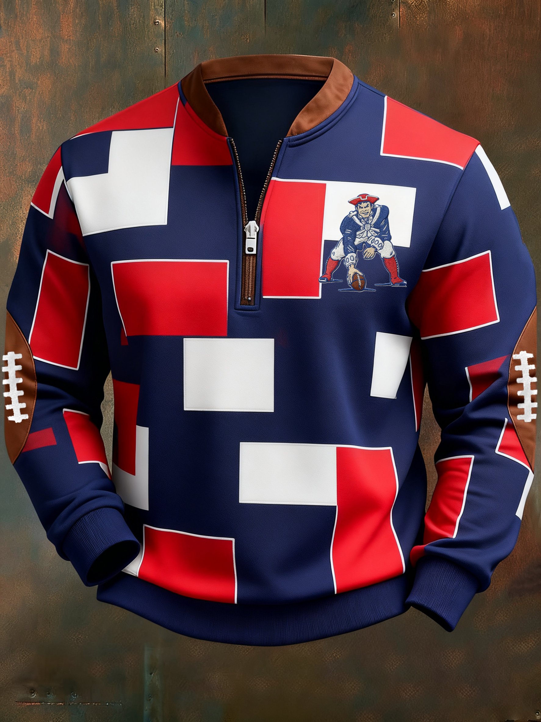 Sudadera Football geométrico en bloques de color estampado para hombre