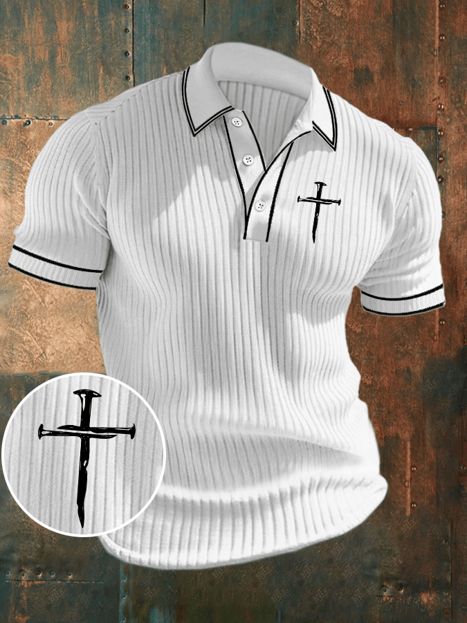 Camisa polo Faith estampado acanalado jacquard casual para hombre