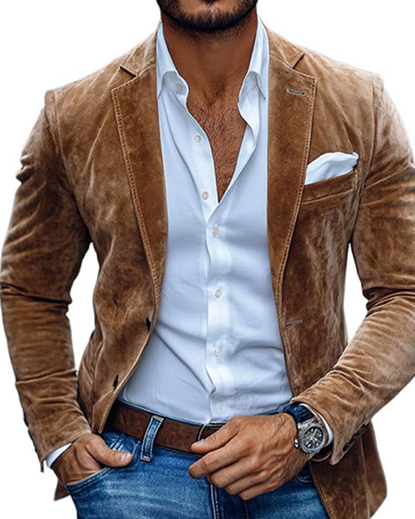 Ejecutivo casual Golden terciopelo Suit para hombre