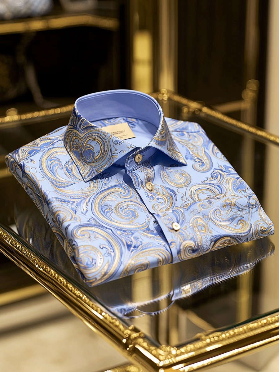 Camisa ejecutivo casual Paisley estampado de manga larga para hombre