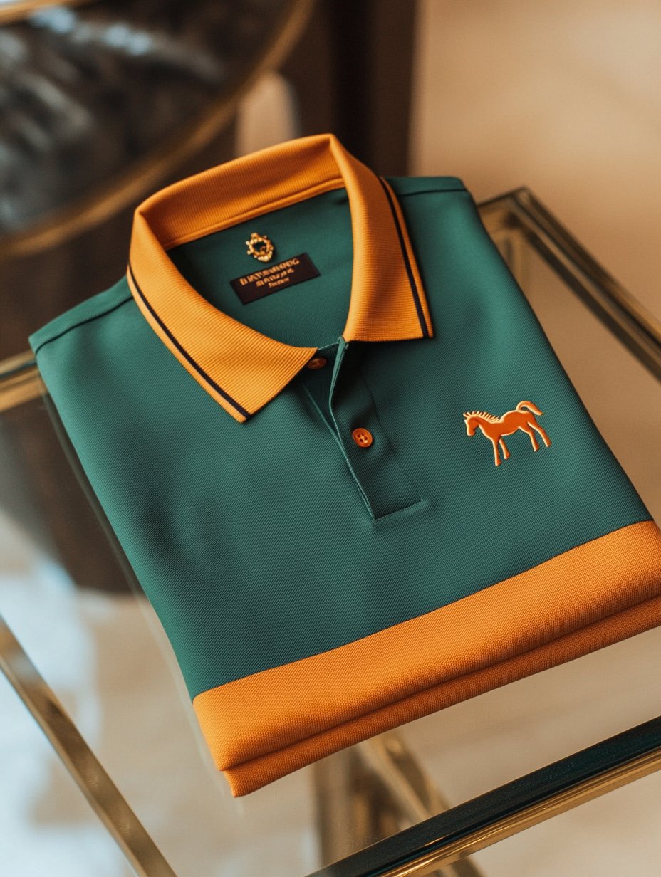 Camisa polo ejecutivo casual Horseback Rider con botones de manga corta para hombre