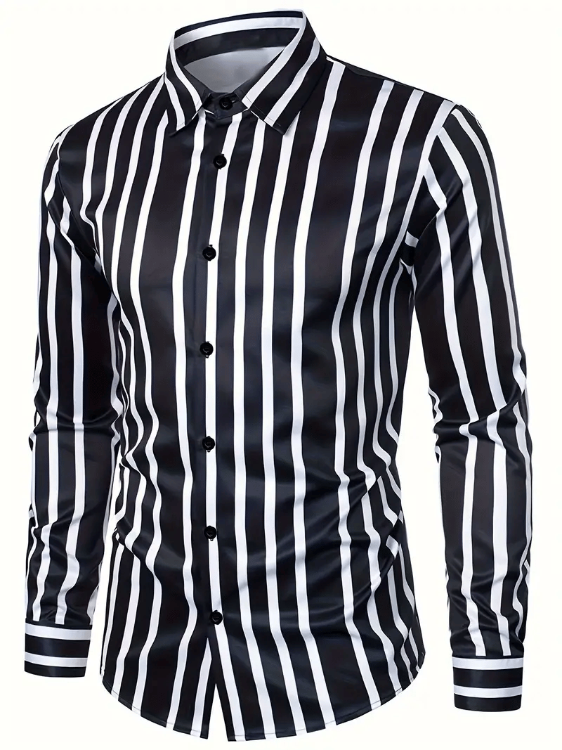 Camisa rayas estampado ejecutivo de manga larga para hombre