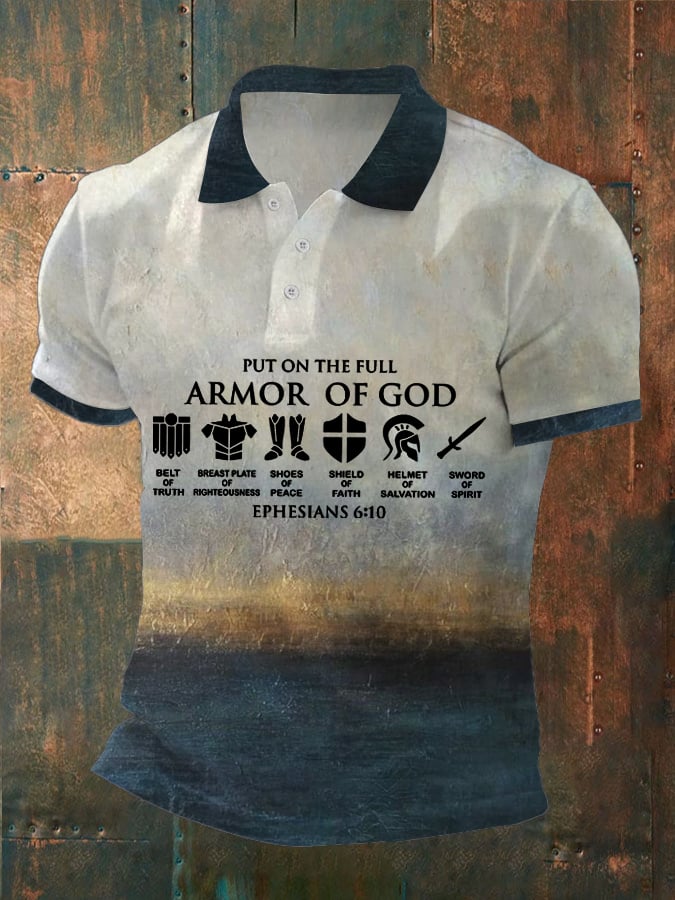 Camisa polo retro Faith casual estampado para hombre
