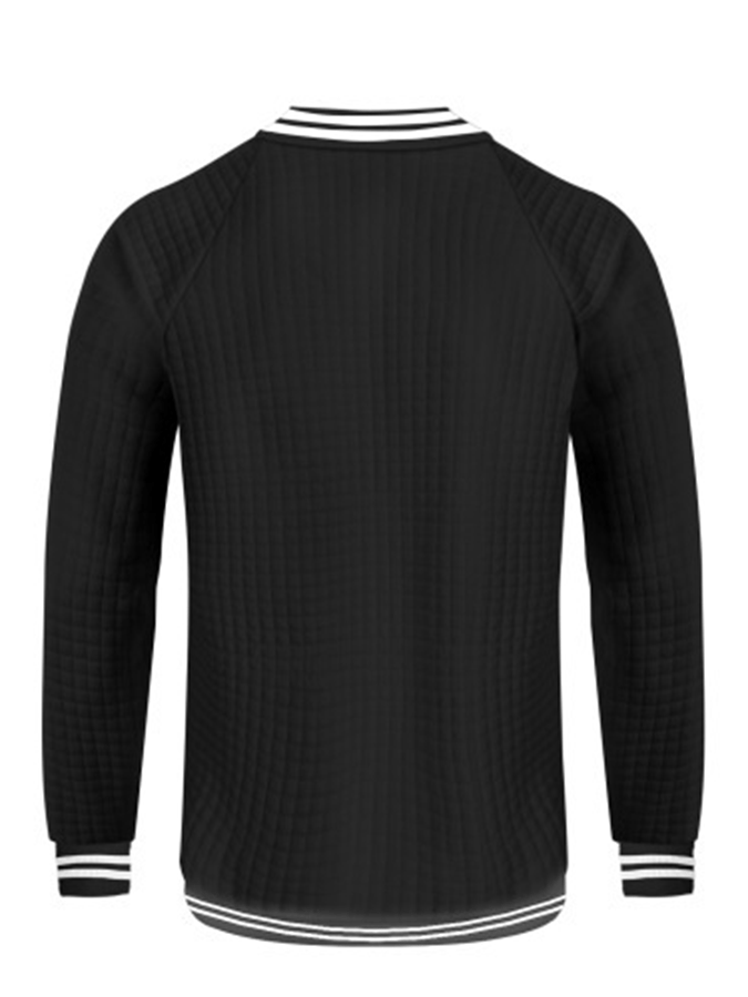 Chaqueta jacquard Stand cuello de color sólido cierre para exterior Versatile para hombre