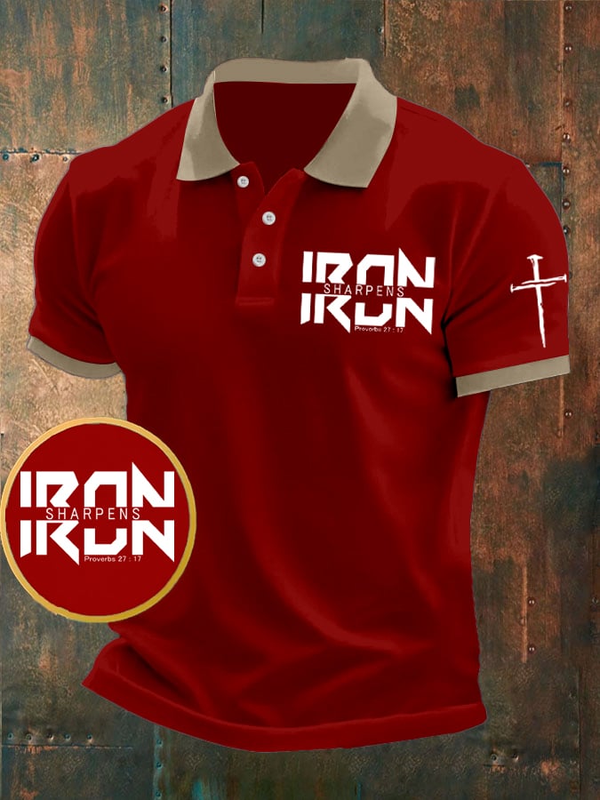 Camisa polo retro Faith casual estampado para hombre