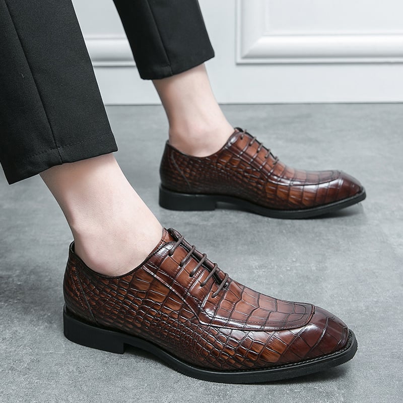 ejecutivo Lace Up Oxford zapatos para hombre Formal Square Toe Leather zapatos