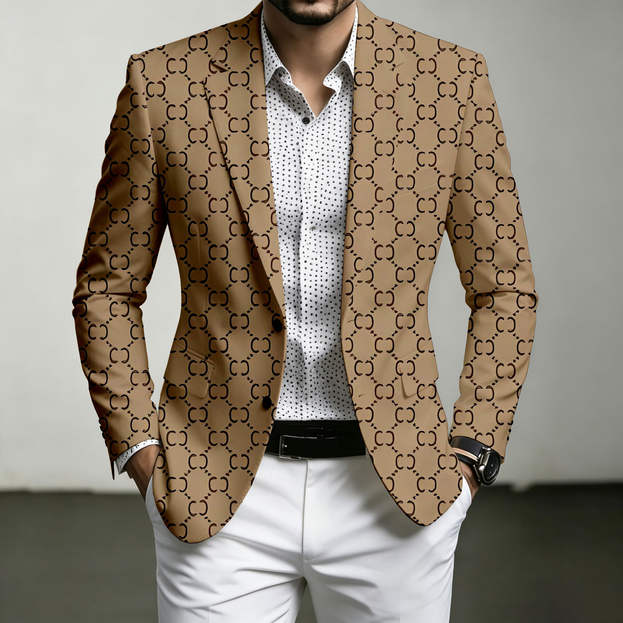para hombre Brown estampado saco
