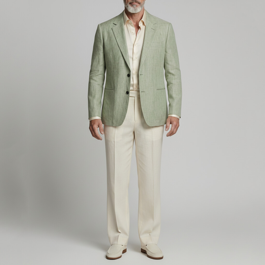 Saco ejecutivo casual Green Welt Pocket Notch Lapel de manga larga para hombre