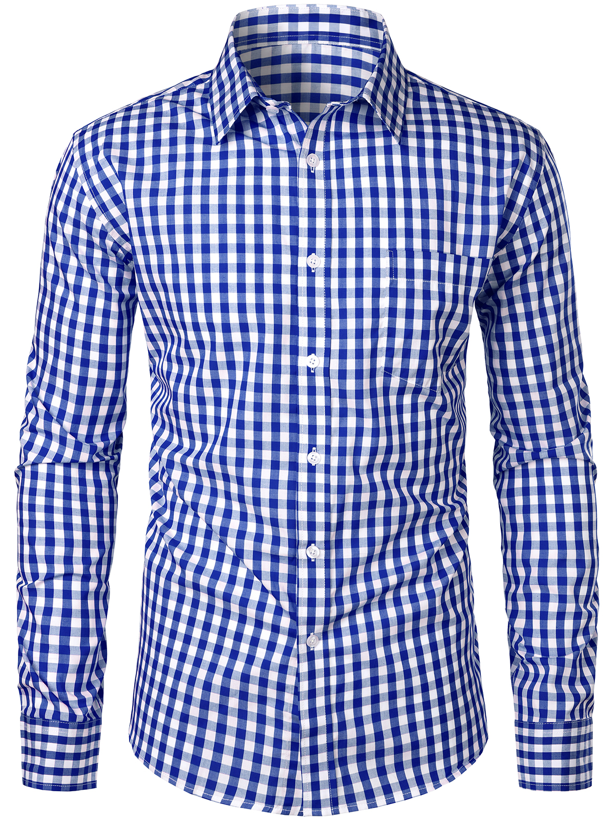 Camisa de algodón de manga larga a cuadros casual para hombre