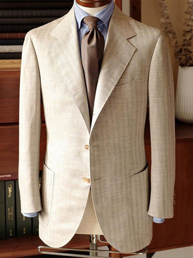 Saco ejecutivo casual Two Button Large bolsillo de color sólido para hombre
