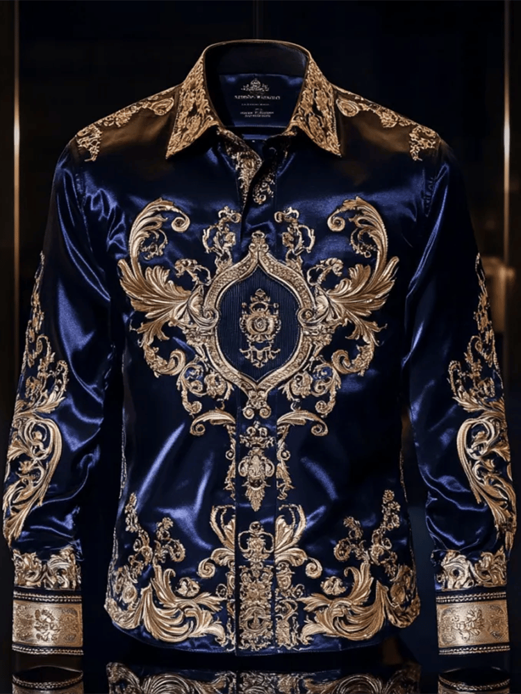 Camisa satén Luxe de manga larga con botones para hombre