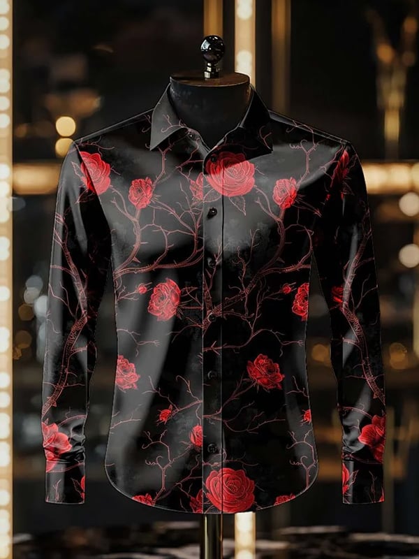 Camisa rayas estampado ejecutivo de manga larga para hombre