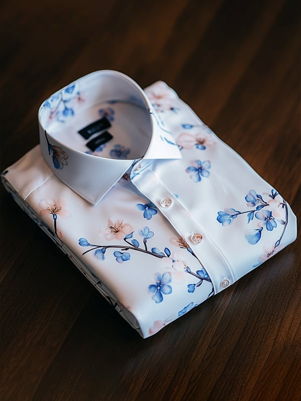para hombre casual Watercolor floral Print de manga larga camisa