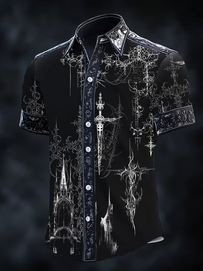 Camisa retro Gothic Dark para hombre