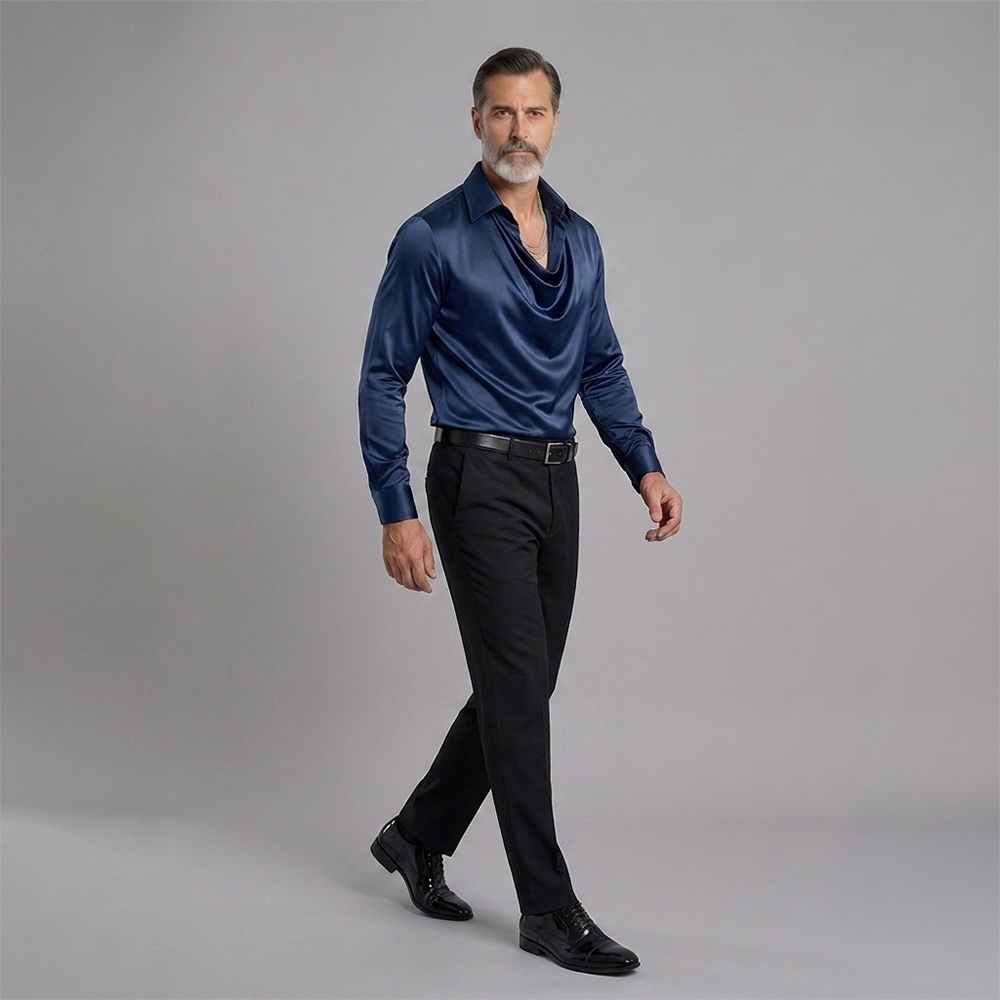 Solid-Color, Minimaliscamiseta-Collar Top para hombre