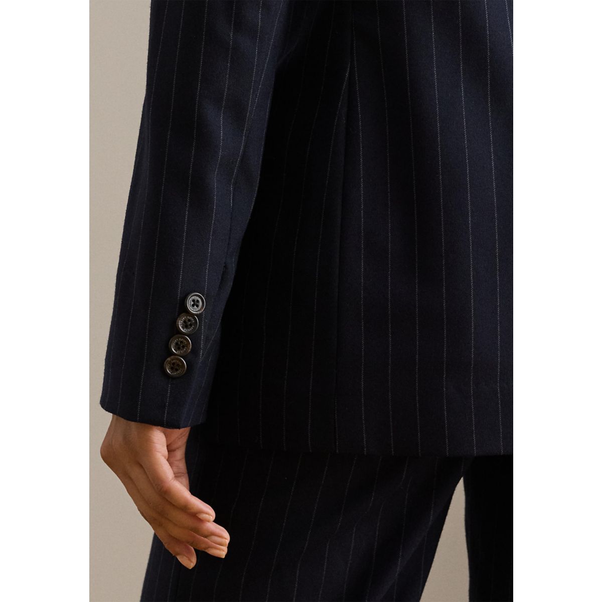 Double-Breasted Pinstripe Twill Blazer - 4