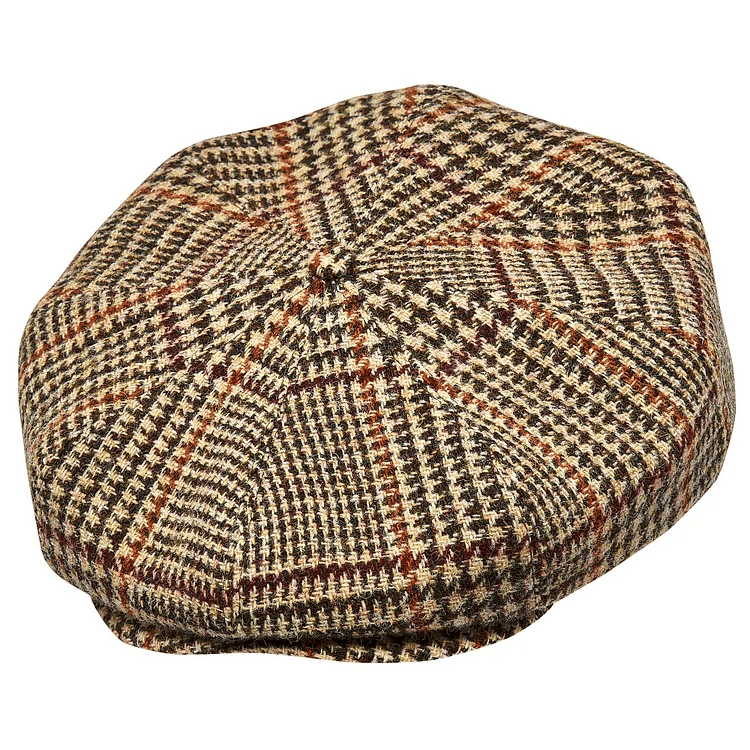 Gorras PEAKED Genuine Scottish Harris Tweed 8 Panels Man gorras lana Large Crown BEIGE