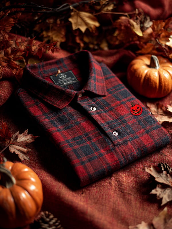 Camisa polo Halloween Check casual de manga corta para hombre