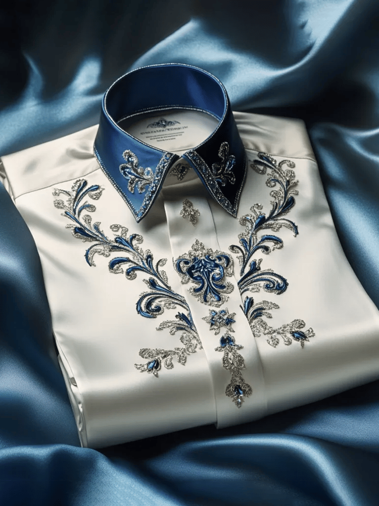 Camisa seda de lujo ejecutivo de manga larga para hombre